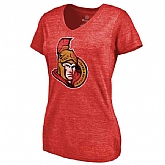 Women's Ottawa Senators Distressed Team Primary Logo Tri Blend T-Shirt Red FengYun,baseball caps,new era cap wholesale,wholesale hats